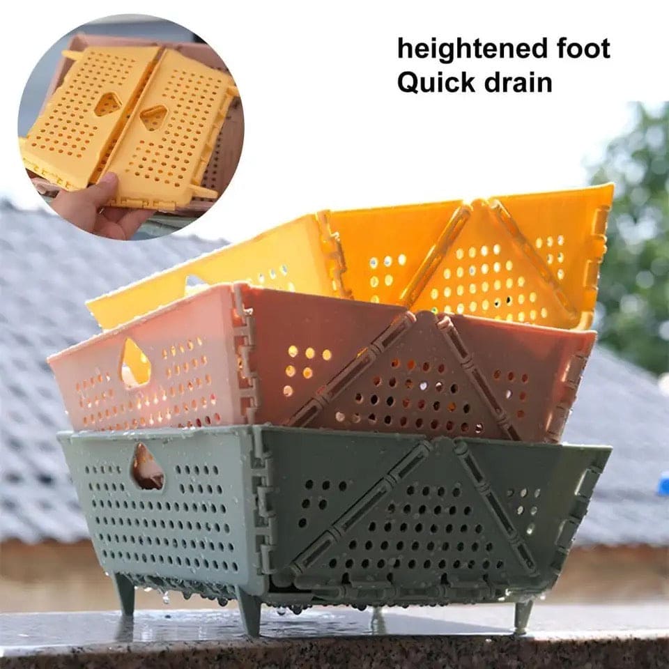 Multifunctional Foldable Storage Basket, Ventilated Desktop Storage Organizer, Folding Draining Basket, Home Organization And Storage Supplies Basket, Kitchen Household Storage Bin