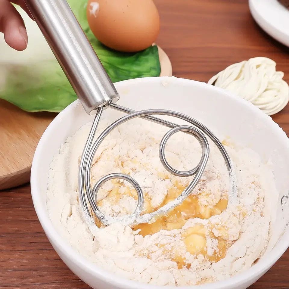 Flour Mixer, Manual Non Stick Cream Beater, Danish Bread Dough Hand Mixer, Dough Whisk Mixer, Kitchen Baking Blender Tool, Durable Handheld Food Blender For Cooking