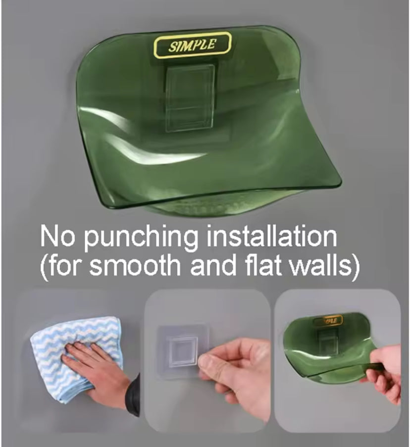 Universal Transparent Soap Dish, Self Adhesive Soap Rack, Wall Mounted Soap Holder, Soap Sponge Dish