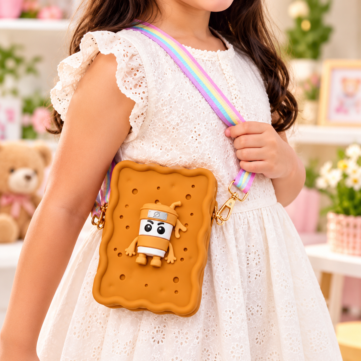 Cute Cartoon Character Crossbody Bag, Colourful Silicone Mini Crossbody Bags, Kids 3D Cartoon Character Sling Bag