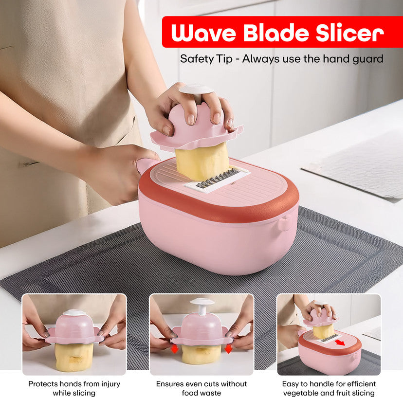 Multifunctional Vegetable Slicer with Drain Basket, Manual Hand Food Chopper, Vegetable Slicer With Storage Container, Kitchen Gadgets