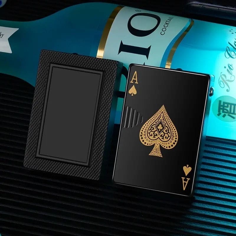 Poker Card Metal Lighter, Creative Jet Flame Pocket Lighter, Windproof Playing Card Lighter, Windproof Outdoor Lighter, Cool Gadget Pocket Lighter, Flame Dazzling Butane Lighter