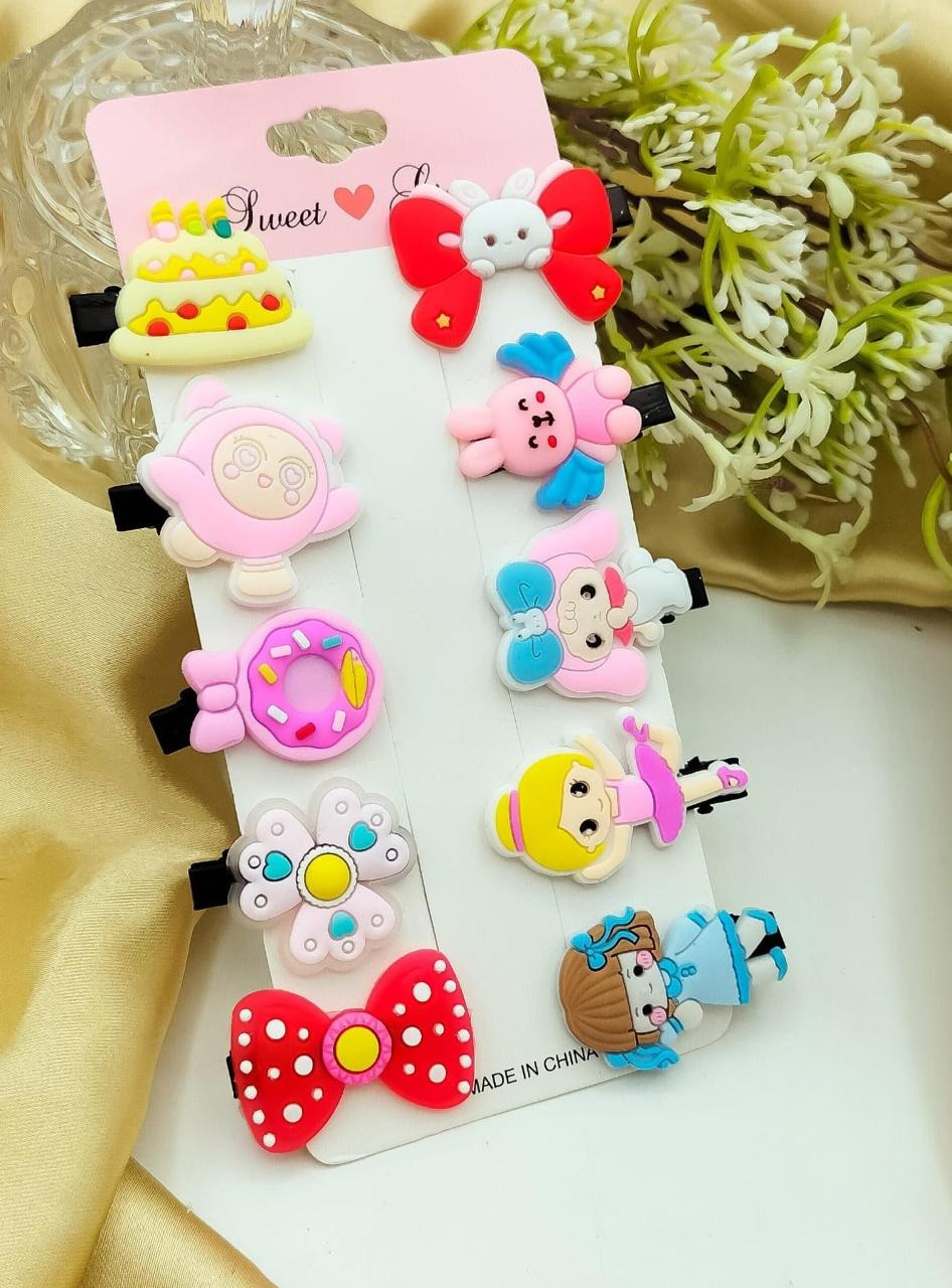 Fancy Silicone Kids Hair Pins, Cute Cartoon Hair Clips, Baby Girl Hair Accessories