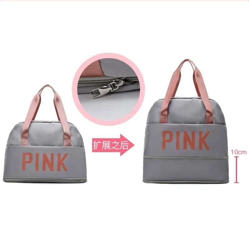 PINK Weekend Travel Bag, Multipurpose Travel Bag, Portable Shoulder Bag, Dry and Wet Separation Fitness Bag, Trolley Case Companion Bag, Large Capacity Duffel Bag, Multi Pocket Oxford Travel Bag