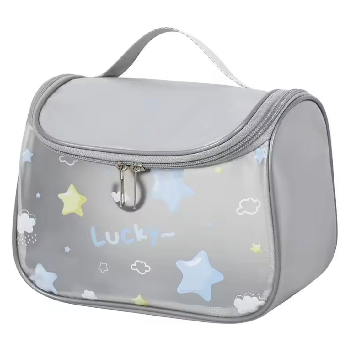 Waterproof Girly Print Toiletry Bag, Large Capacity Transparent Cosmetic Bag With Hook, Travel Portable Makeup Organizer Bag