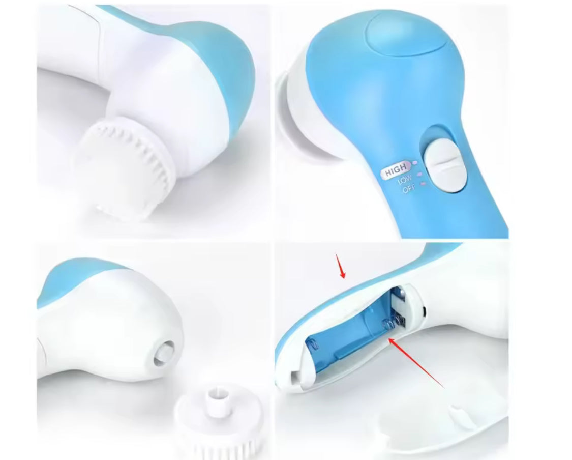 5 In 1 Multifunctional Face Cleansing Brush, Battery Powered Facial Cleaner,  Skin Care Massager, Facial Cleanser Tools