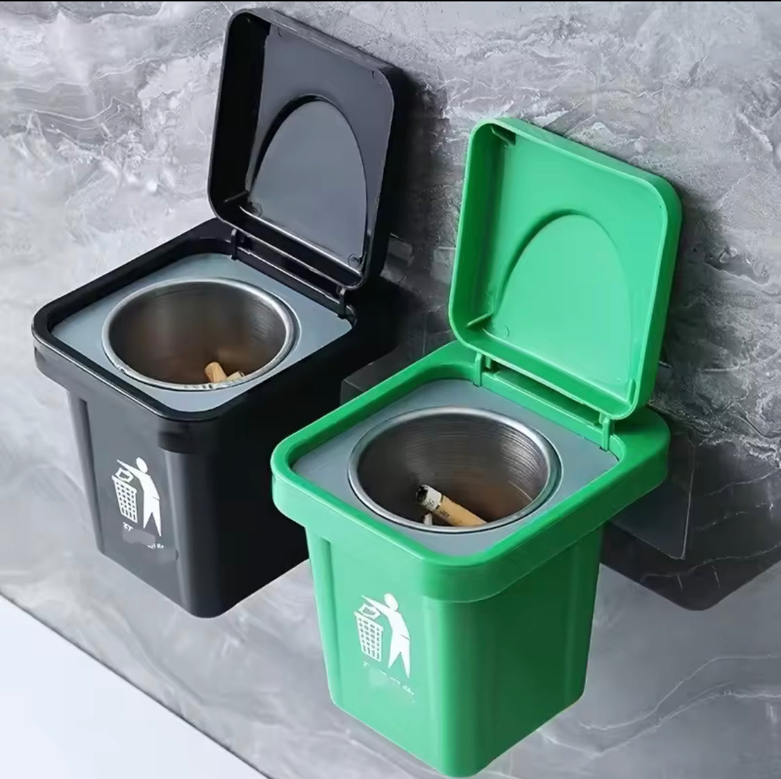Wall Mounted Ashtray With Lid, Dustproof Mini Trash Can, Stainless Steel Ash Bin With Lid