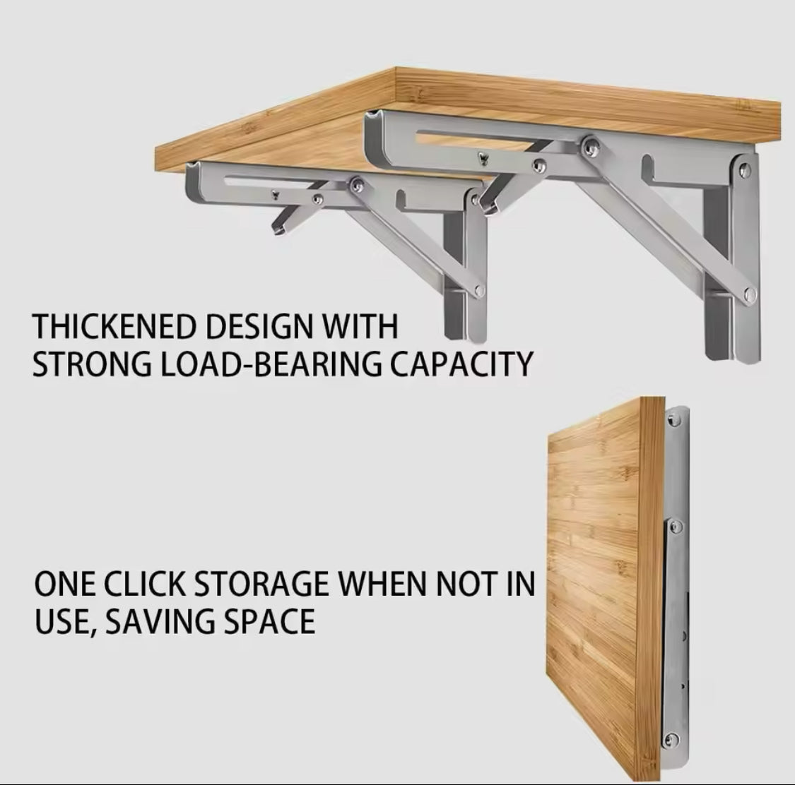 Solid Wood Folding Shelf, Heavy Duty Folding Shelf Bracket, Wall Mounted Wood Shelf, Adjustable Wood Shelf With Foldable Support Bracket