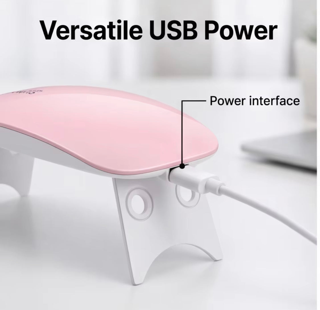 Mini Nail Dryer with Foldable Stand, Portable Mouse Shape UV Gel Dryer