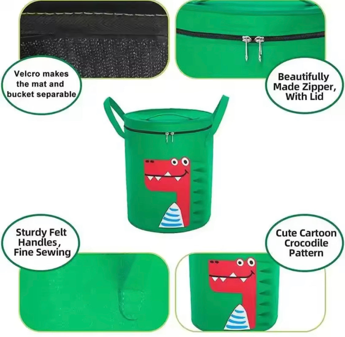 Cartoon Design Kids Toy Storage Basket, Large Capacity Foldable Toy Organizer Bin, Childrens Laundry Basket