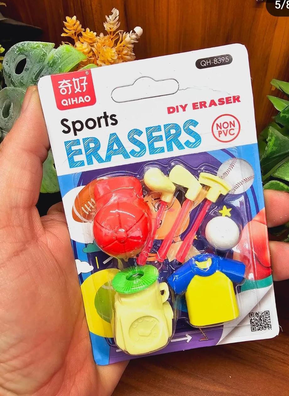 Sport Theme Rubbers, Funky Cute Erasers, Cartoon Rubbers For Kids