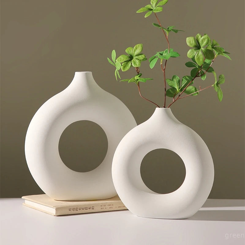 Table Decor Ceramic Flower Vase, Stylish Home Decoration Pot, Handmade Ceramic Vases