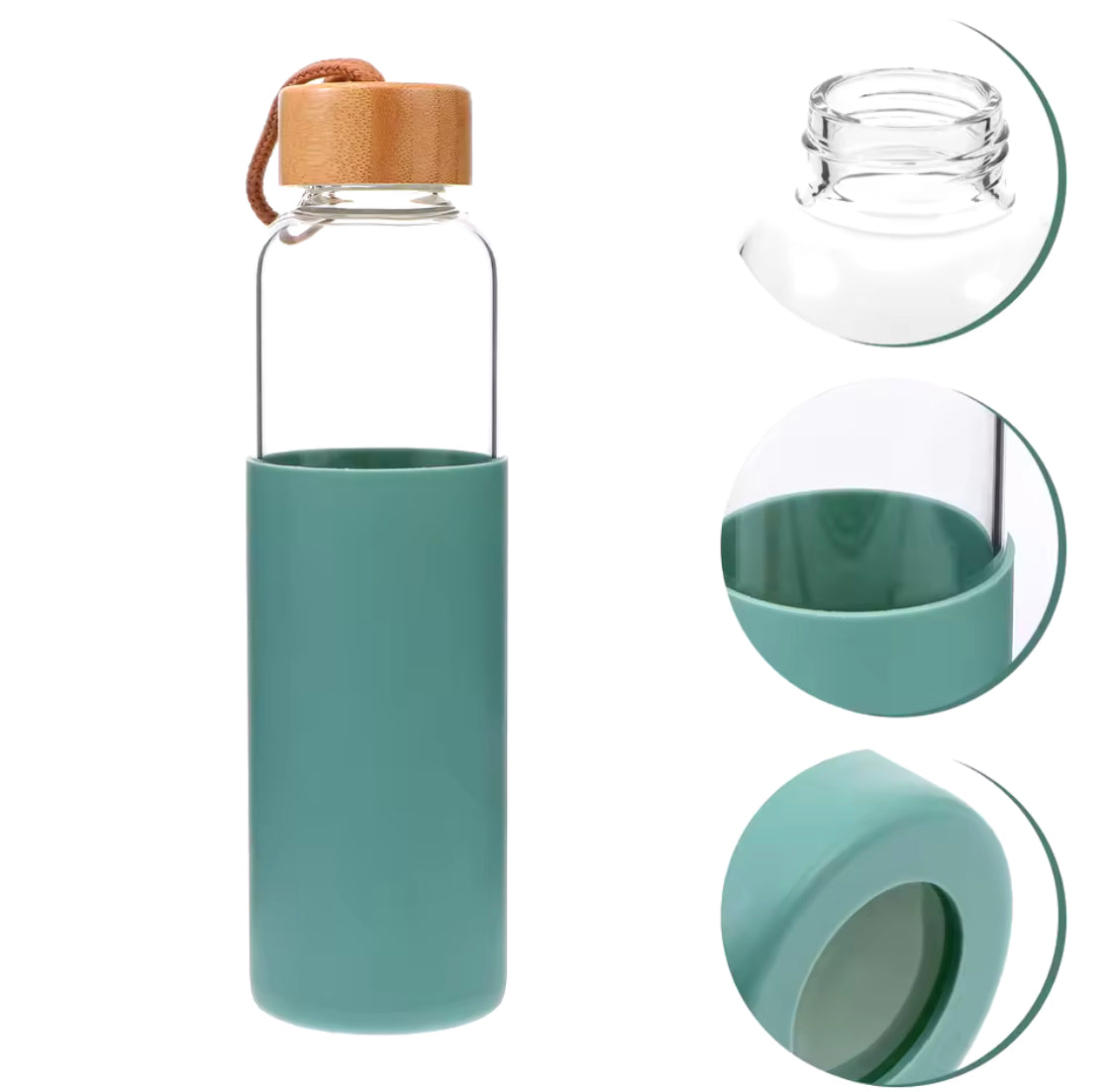 Single Layer Glass Bottle With Silicone Cover, Outdoor Mini Water Bottle, Anti Scalding Convenient Water Bottle