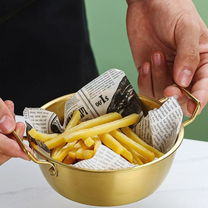 Multi Purpose Cooking Serving Pan, Stainless Steel Serving Pan, 
Elegant Gold Kitchen Serving Dish