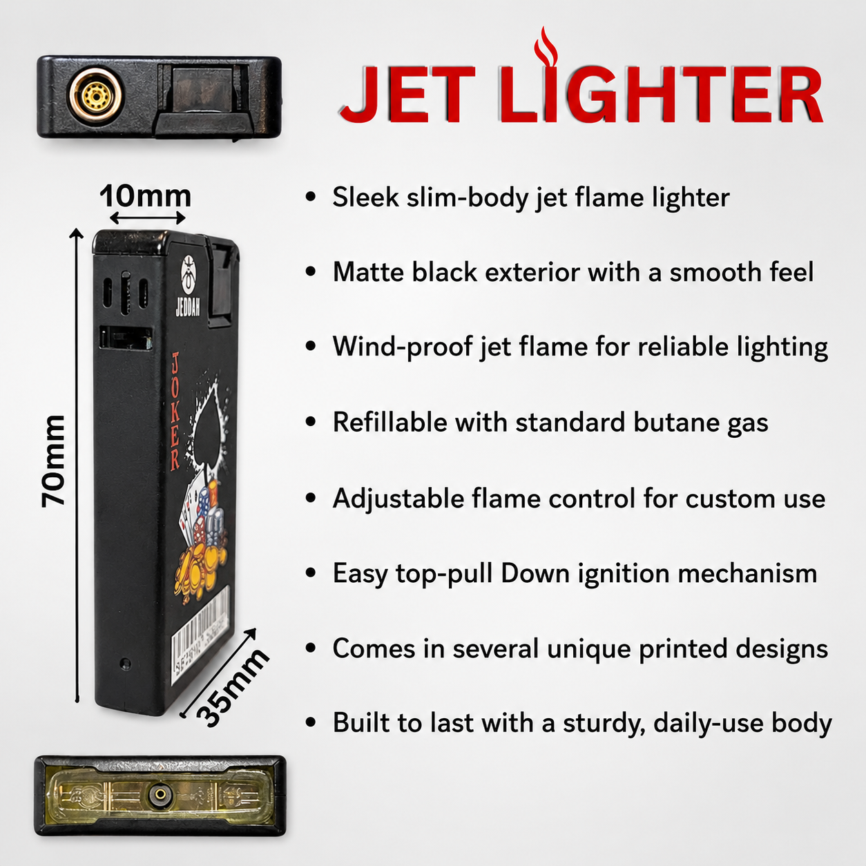Jeddah Mini Jet Flame Lighter, Designer Print Jet Flame Lighter, Metal Body Jet Flame Lighter, Windproof Pocket Torch Lighter