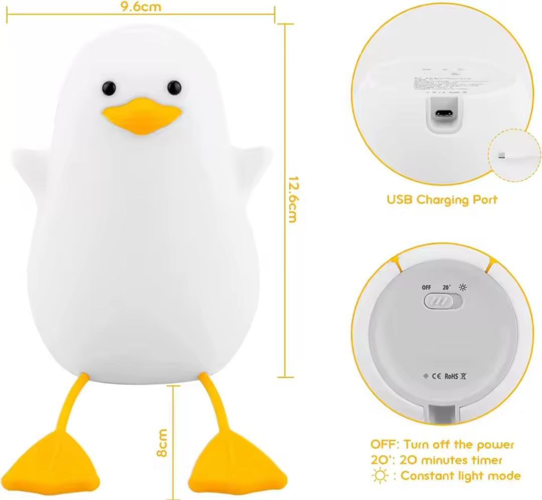 Cute Duck Led Night Lamp, USB Rechargeable Silicone Touch Lamp, Cute Warm Night Light, Duck Lamp For Room Decoration