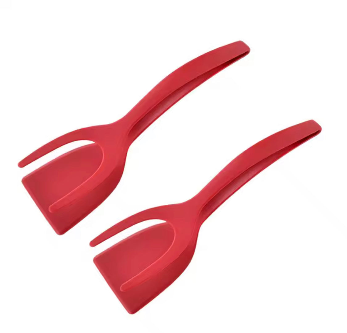 Egg Flipper Spatula, Silicone Cooking Spatula, 2 in 1 Grip Flip Tong, Silicone Steak Tongs, Omelette Turners, Pancake Bread Clamp