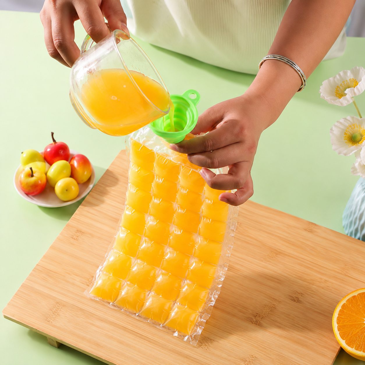 10 Pcs Reusable Juice Ice Cube Bags, Reusable Baby Food And Juice Freezer Pouch, Leakproof Reusable Ice Cube Storage Pouch