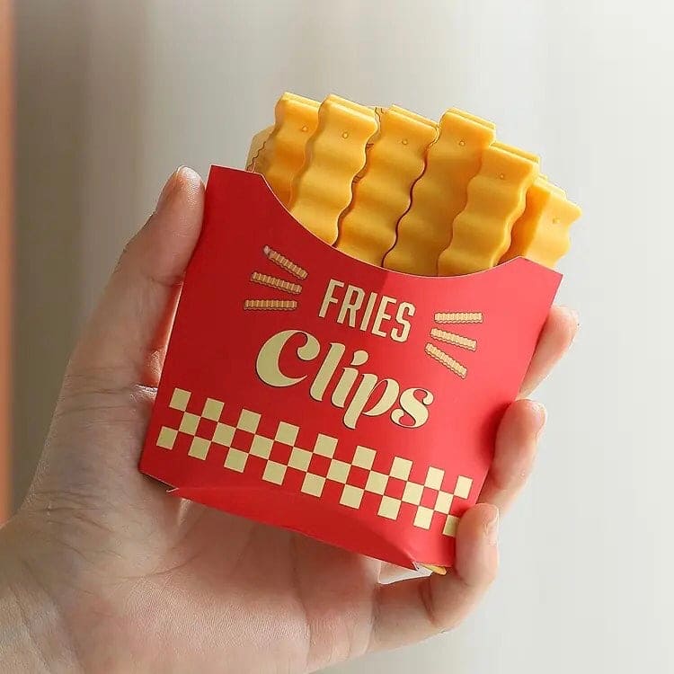 Set Of 12 Fries Sealing Clip, Creative French Fries Bag Sealer with Holder, Fridge Magnet Bag Clips, Food Seal Clip, Snack Sealing Sealing Clamp, Moisture-proof Preservation Clip, Crinkle Chips Closure Clip