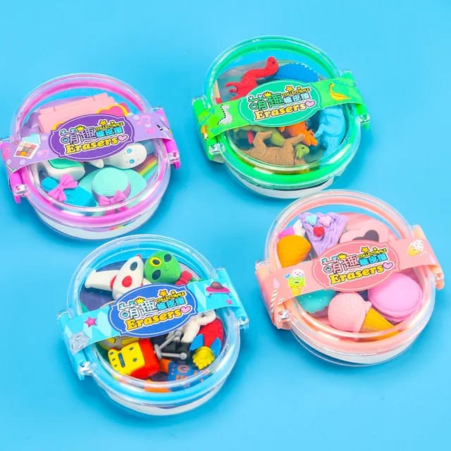 Creative Cartoon Design Eraser Box, 3D And Stylish Colourful Erasers, Drawing Rubber Erasers