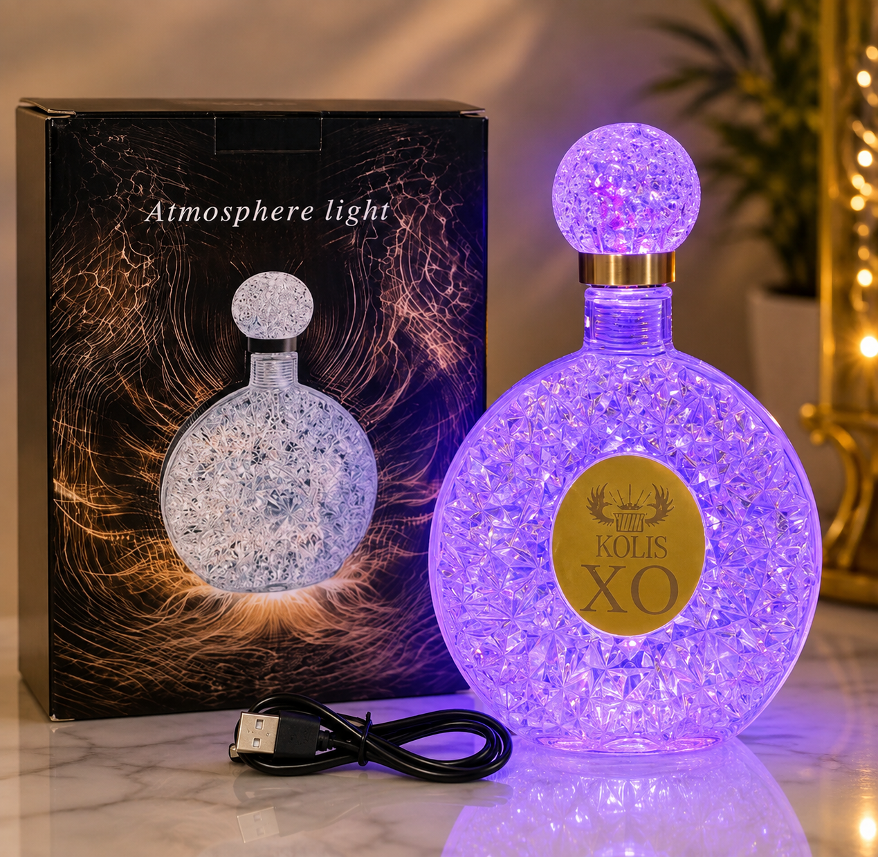 Crystal Perfume Bottle Shape Night Lamp, Decorative Ambient Table Light, Crystal Perfume Bottle Ambient Light, Decorative Table Lamp