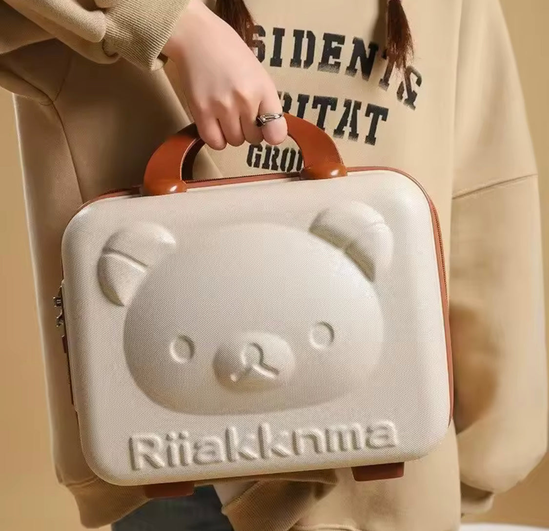 Portable Mini Bear Makeup Handbag, Mini Bear Travel Cosmetic Bag, Durable Zipper Cosmetic Bag