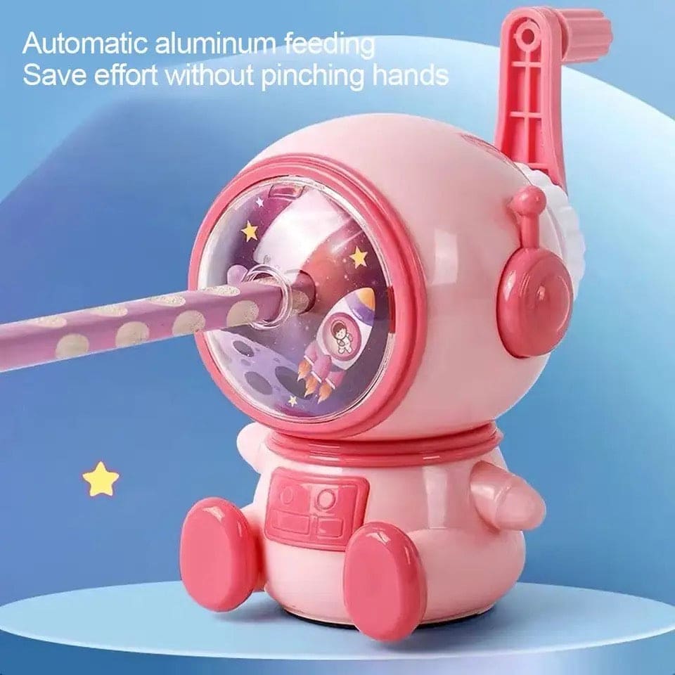 Astronaut Cartoon Pencil Sharpener, Students Pencil Sharpener, Hand Crank Manual Sharpener, 3rd Gear Adjustable Cute Astronaut Mechanical Sharpener, Cartoon Pencil Cutter For School, Astronaut Sharpener with Container