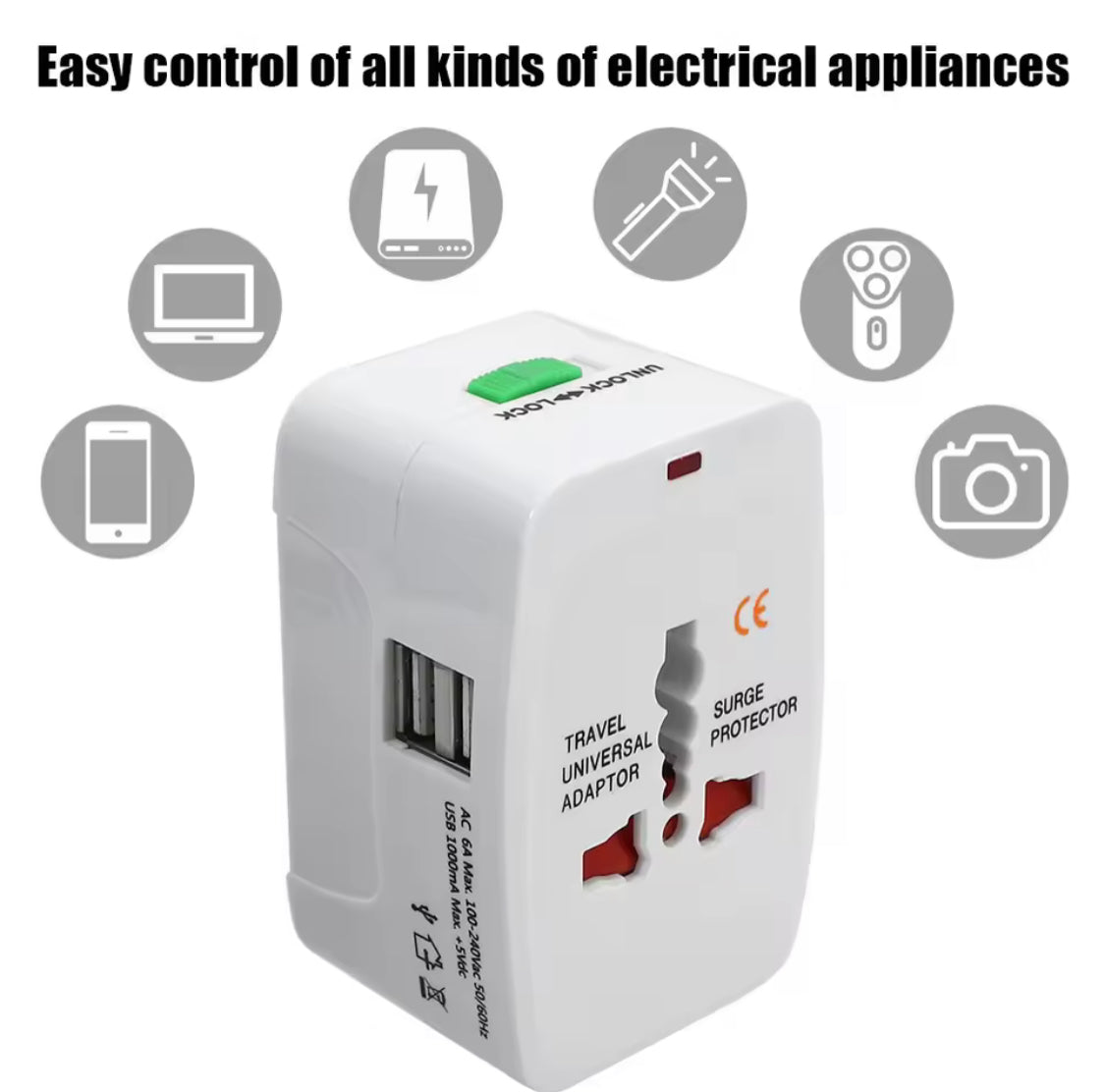 Multifunctional Electric Adapter, All In One Travel Adapter, World Travel Power Adapter