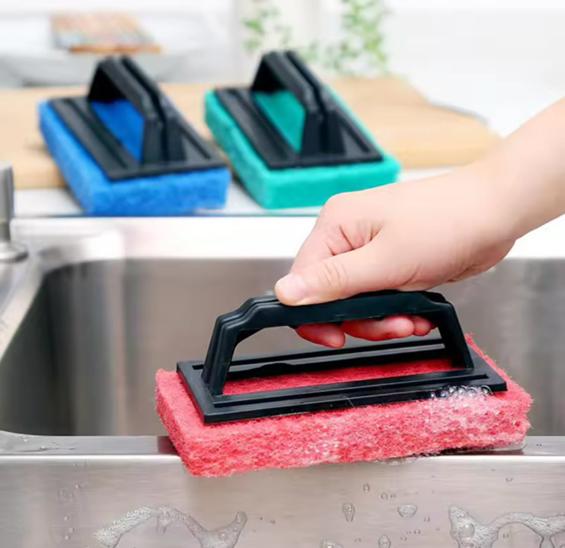 Kitchen Sink Cleaning Sponge With Handle, Wall Sponge Magic Wipe, Multipurpose Ultra Fine Fiber Cleaning Brush, Handheld Sponge Cleaning Brush