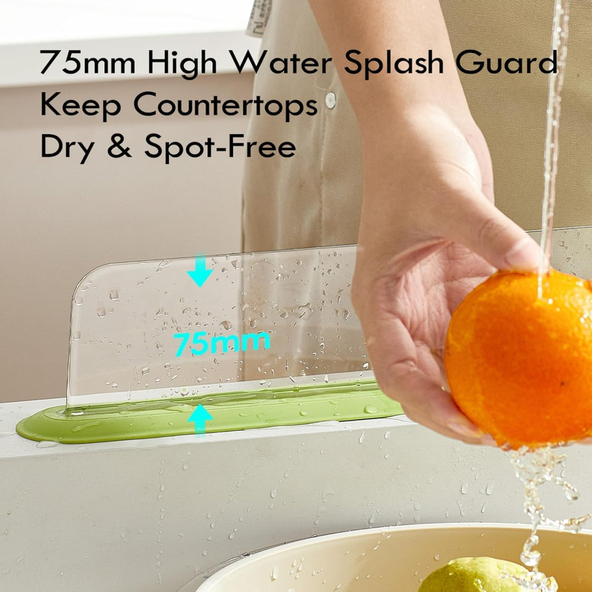 Transparent Acrylic Sink Water Guard with Silicone Base, Acrylic Faucet Water Splash Barrier, Kitchen Sink Water Splash Blocker