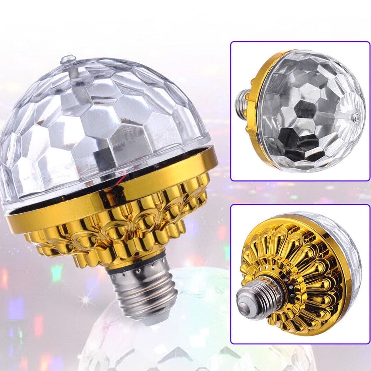 Colourful Magic Lamp, Magic Disco Ball Lamp With Holder, Colorful Rotating Magic Ball Light, Led Crystal Party Stage Light, Mini Rotatable Effect Bar DJ Light, Auto Rotating Lamp, Plug in Disco Ball Light Bulb for Home, Party Ambient Light With Holder
