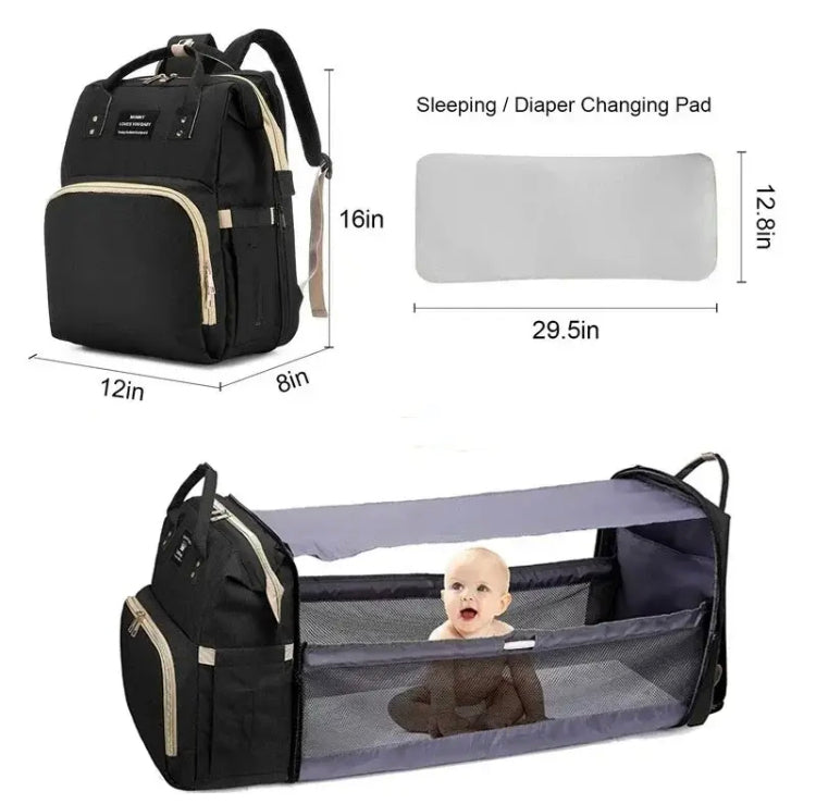 New Foldable Sleepover Mom Bag, Multifunctional Baby Diaper Storage Bag, Large Capacity Crib Stroller Backpack