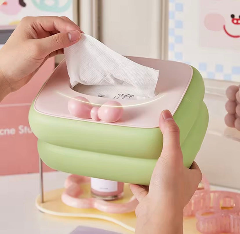 Kawaii Bow Tissue Holder, Candy Colour Tissue Box Cover, Living Room Tissue Dispenser, Home Decor Accessories
