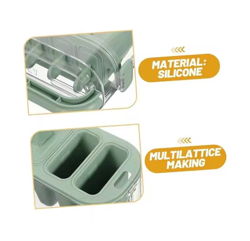 6 Cavity Silicone Popsicle Maker with Storage Box, Reusable Frozen Fruit Ice Pop Maker, Portable Ice Cream Mold with Lid and Handle