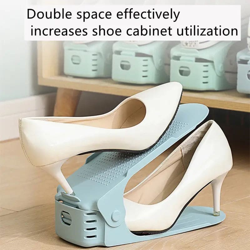 Adjustable Shoe Stacker, Shoe Slots Organizer, Shoe Slots Space Saver, Double Deck Shoe Rack Holder for Closet Organization, Footwear Support Cabinet Closet Stand, Home Wardrobe Shoe Holder, Double Shelf Layered Shoe Rack, Footwear Support Slot Shoe Box