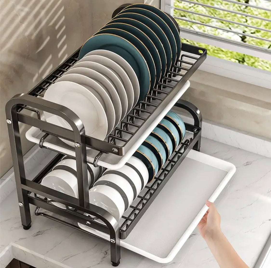 Large Rust Proof Dish Drainer, Kitchen Storage Shelf, Kitchen Organizer Drainer