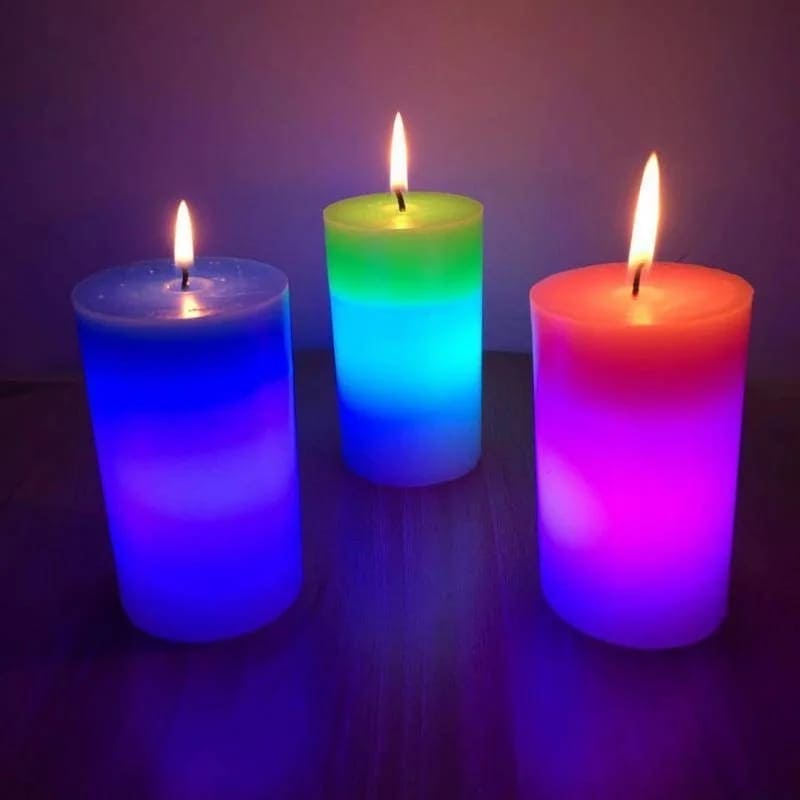 Magic Wax Led Candle, Mood Magic Color Changing Candle, Round Pillar Wax Color Changing Candles, Colorful Light Home Bedroom Camping Candle, Romantic Real Flickering Holiday Candle, LED Real Wax Wick Pillar Candle For Bedroom Bathroom Home Decoration