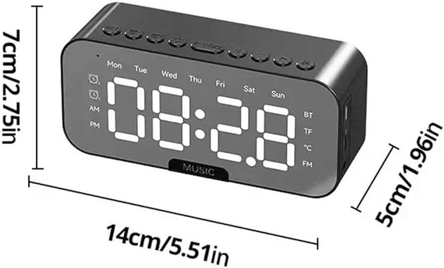 Rechargeable Alarm Clock With Speaker, Multifunction Alarm Radio Desk Clock, Wireless Bluetooth Speaker Clock