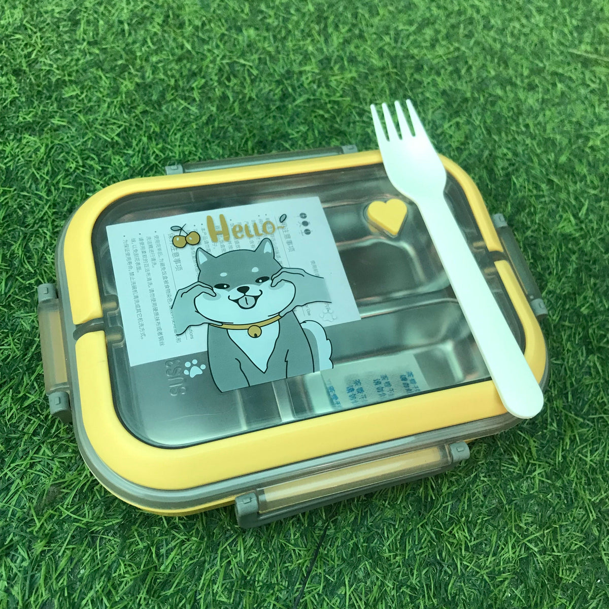 Bento Box With Handle, 3 Compartment Steel Food Container, Portable 3 ...