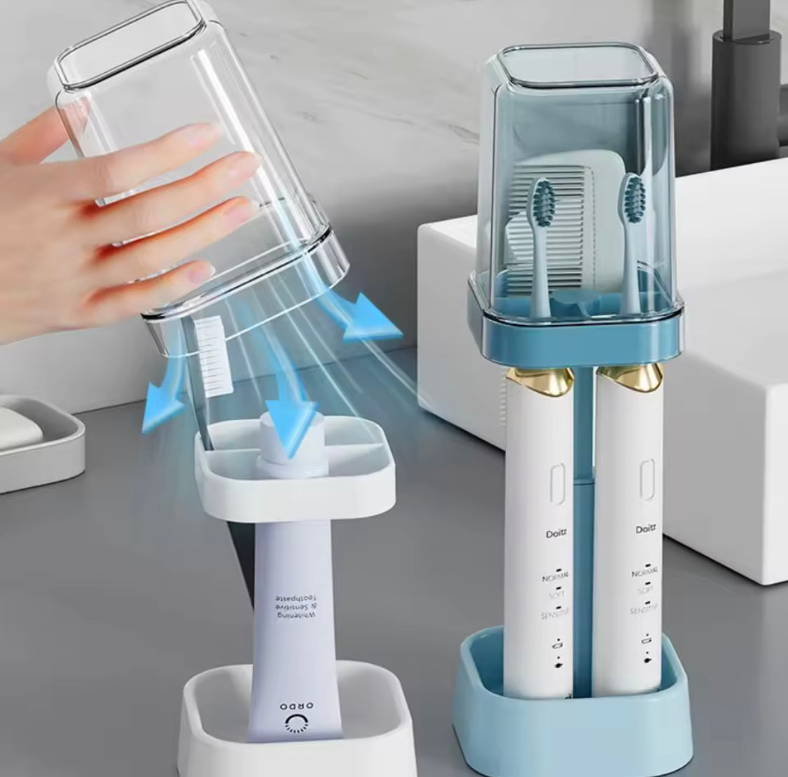 Lamp Style Toothbrush Storage Case, Toothbrush Holder Set With Gargle Cup, Portable Bathroom Toothbrush Holder