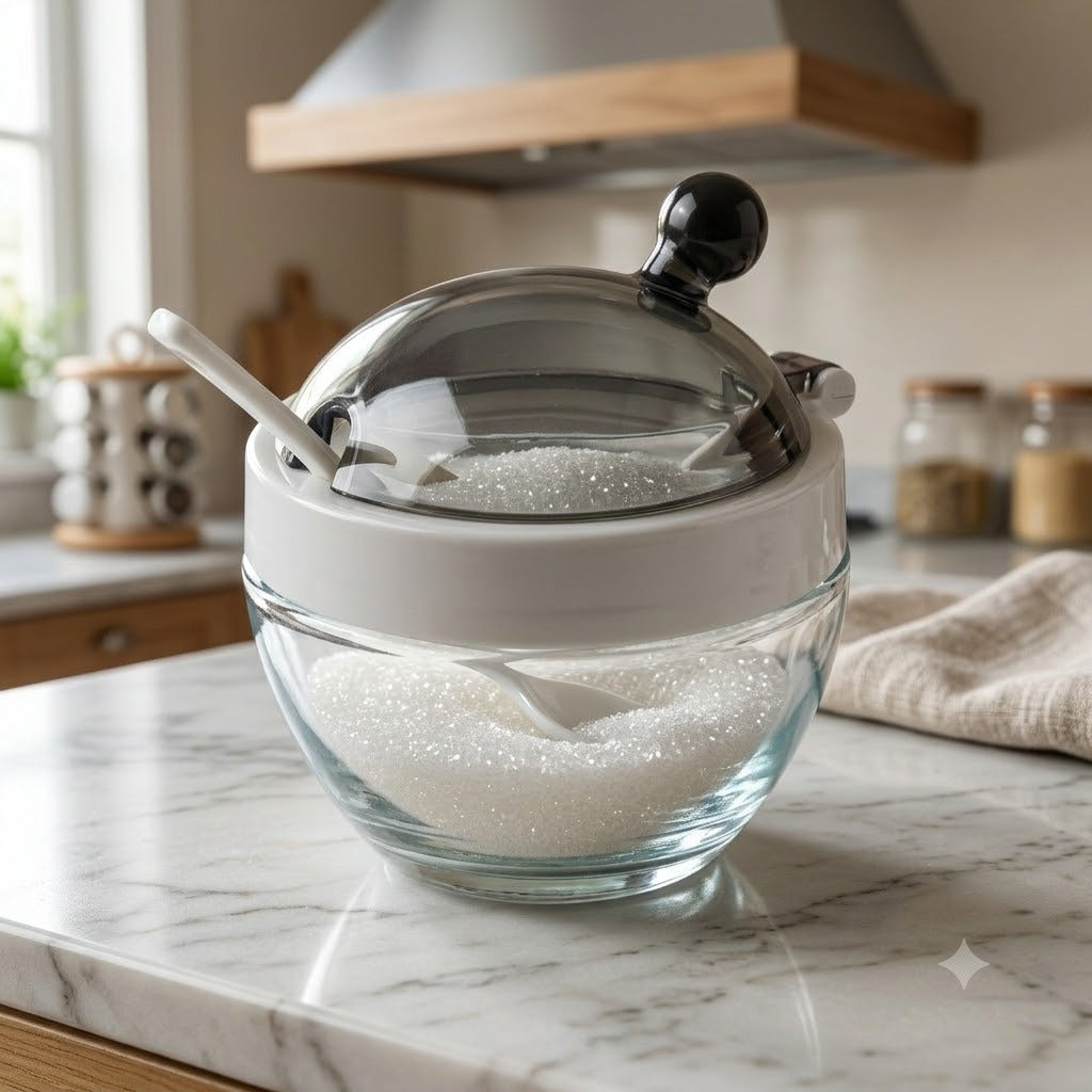 Durable Glass Sugar Bowl, Transparent Kitchen Sugar Pot, Multifunctional Food Storage Jar