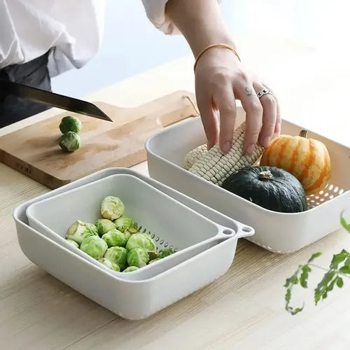 3pcs Colander Kitchen Storage Drain Basket, Fruit And Vegetable Washing and Draining Basket, Nested Fruit And Vegetable Colander Set