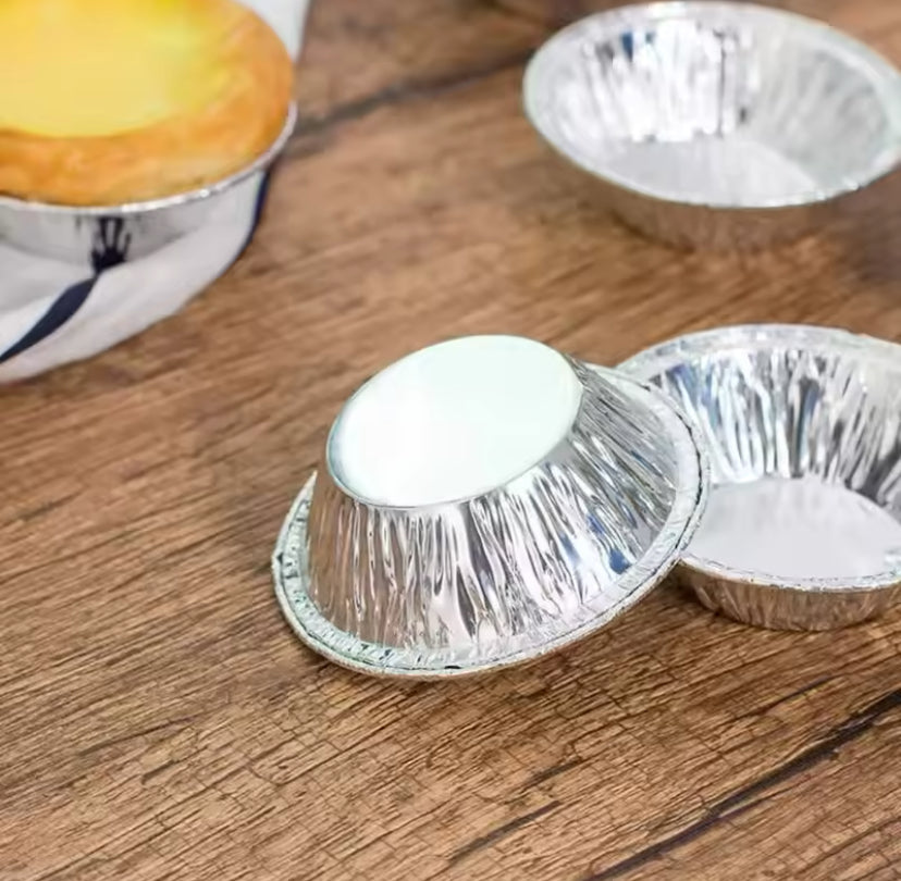 50pcs Disposable Aluminium Foil Round Cake Mold, Aluminum Foil Pans Cups, Disposable Tinfoil Tart Pan