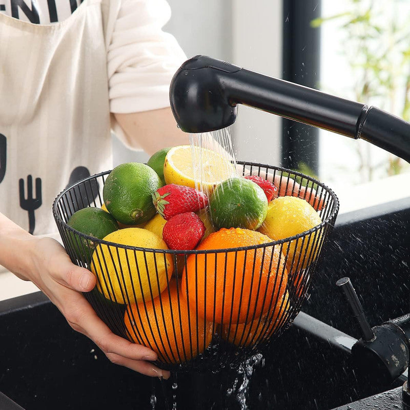 Round Wire Fruit Basket, Modern Minimalist Metal Fruit Bowl, Kitchen Countertop Fruit Basket