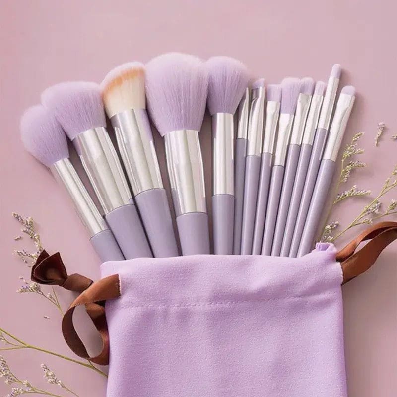 Set of 13 Spring Makeup Brush, Soft Fluffy Professional Kabuki Blend Shadow Makeup Brush, Foundation Blush Powder Eyeshadow Concealer Tools with Bag, Cosmetic Brush Pouch, Festival Beauty Cosmetic Tool, Premium Makeup Brush Set