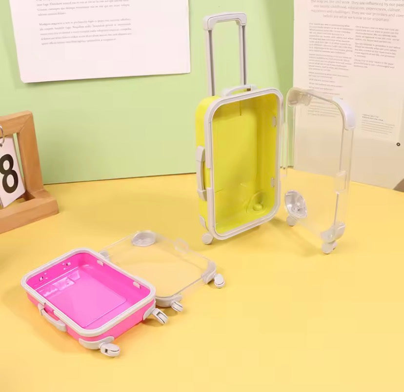 Mini Suitcase Trolley Storage Organizer Case, Tiny Suitcase Trolley Storage Case, Makeup Carrying Toiletry Suitcase Box