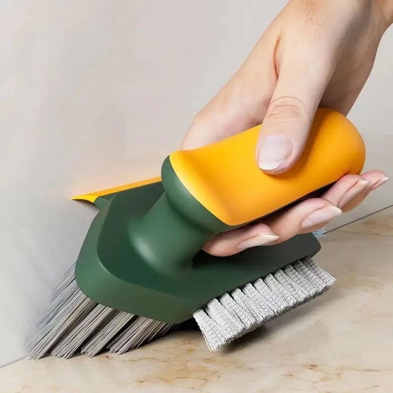 4 In 1 Crevice Cleaning Brush, Deep Cleaning Scraper, Multifunctional Household Cleaning Tools, Tile Grout Cleaner Brush with Squeegee, Multifunctional scrubbing Floor Brush for Cleaning Corner Window Sink Kitchen, V Shaped Cleaning Brush