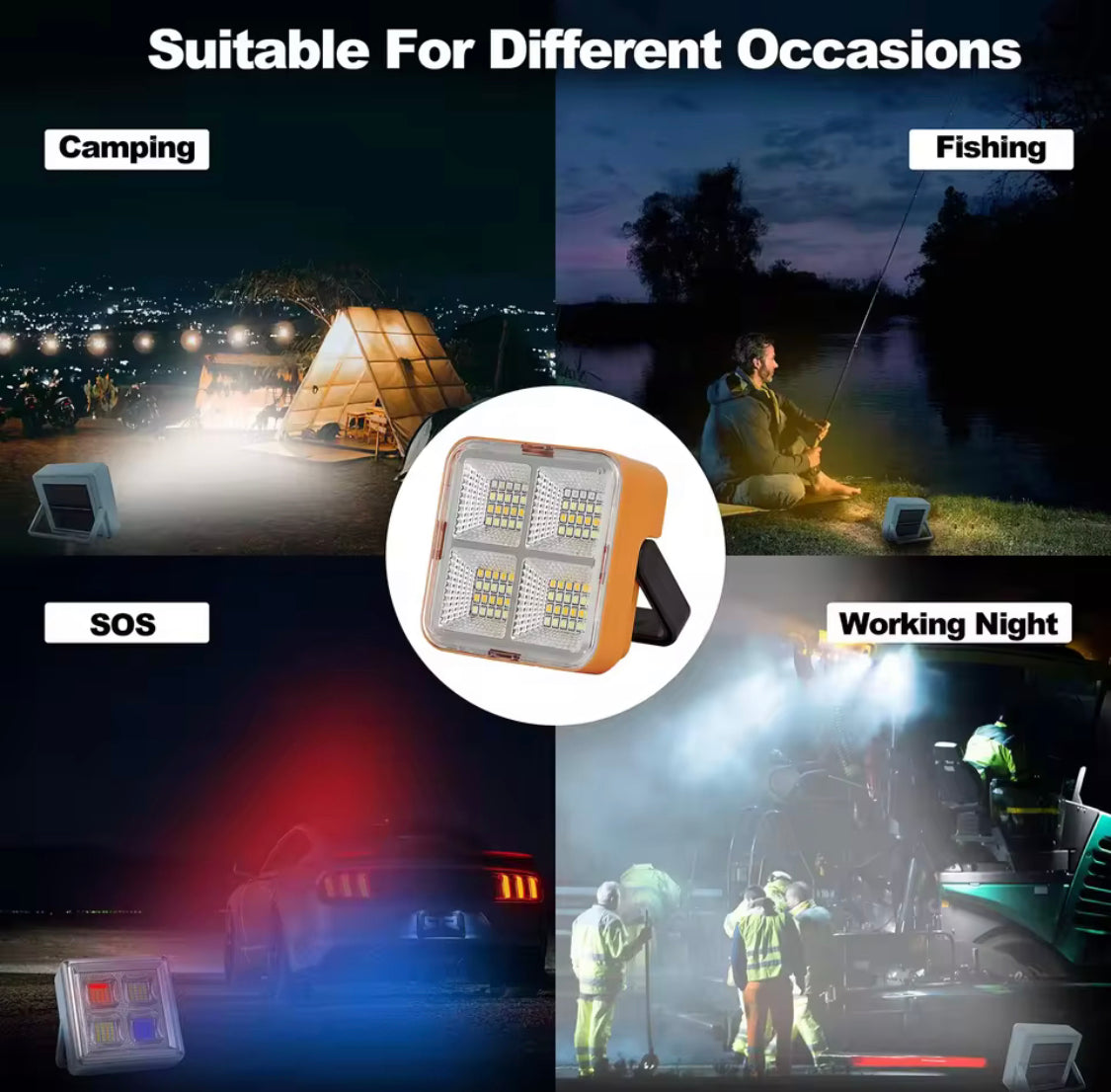 Rechargeable Outdoor LED Solar Floodlight, 500W Spotlight With Mobile Charging Pot, Camping Solar Light, Emergency Lamps Work Light, Handheld Flashlight Outdoor Tent Camping Lamp