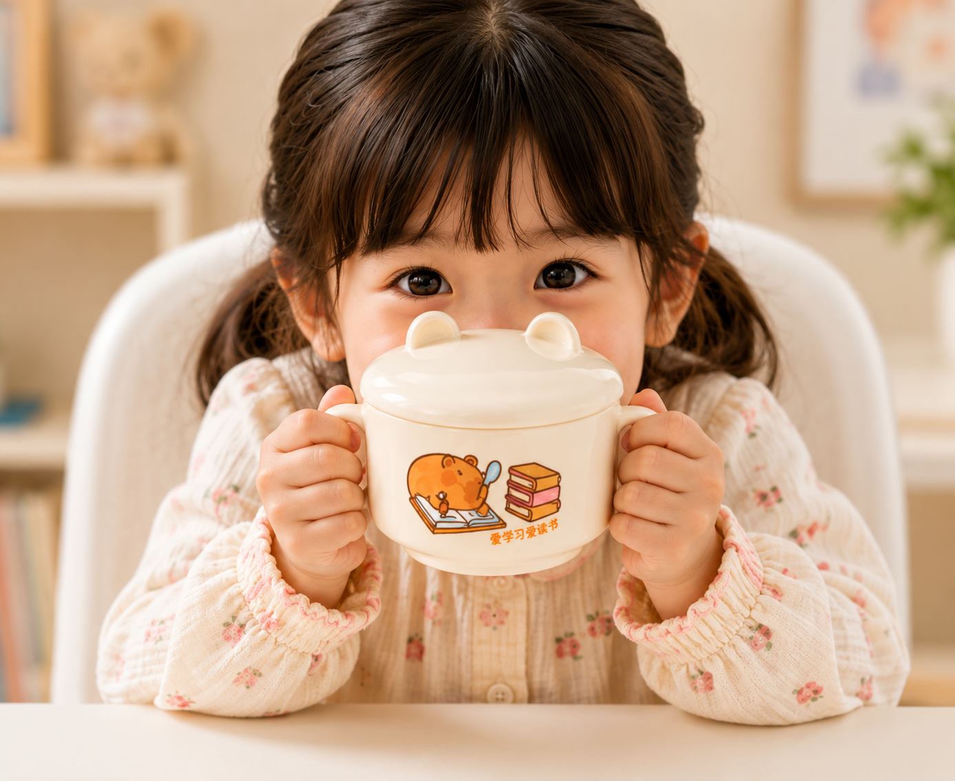Bear Design Kids Tableware Set, Kids Bear Plate, Bowl & Cup Set, Cute Cartoon Bear Feeding Set for Kids, Adorable Bear Kids Feeding Tableware