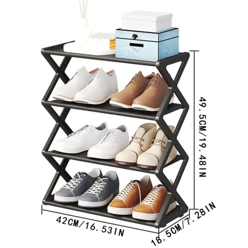 4 Tier Modern X Shoe Rack, Simple Multi Layer Space Saving X-shaped Shoe Rack, Dustproof Storage Shelf Shoes Organizer, Creative Fabric Dustproof Shoe Rack, Multi Layer Shoe Storage Rack For Home